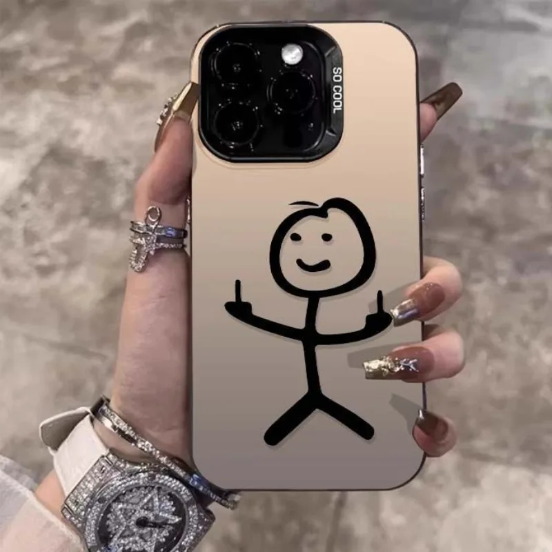 

Чехол для телефона для iphone 16, 15, 14, 13, 12, 11, 8 7 X XS XR Mini Pro Max Plus INS Art Cartoon Line People Print Жесткий защитный чехол