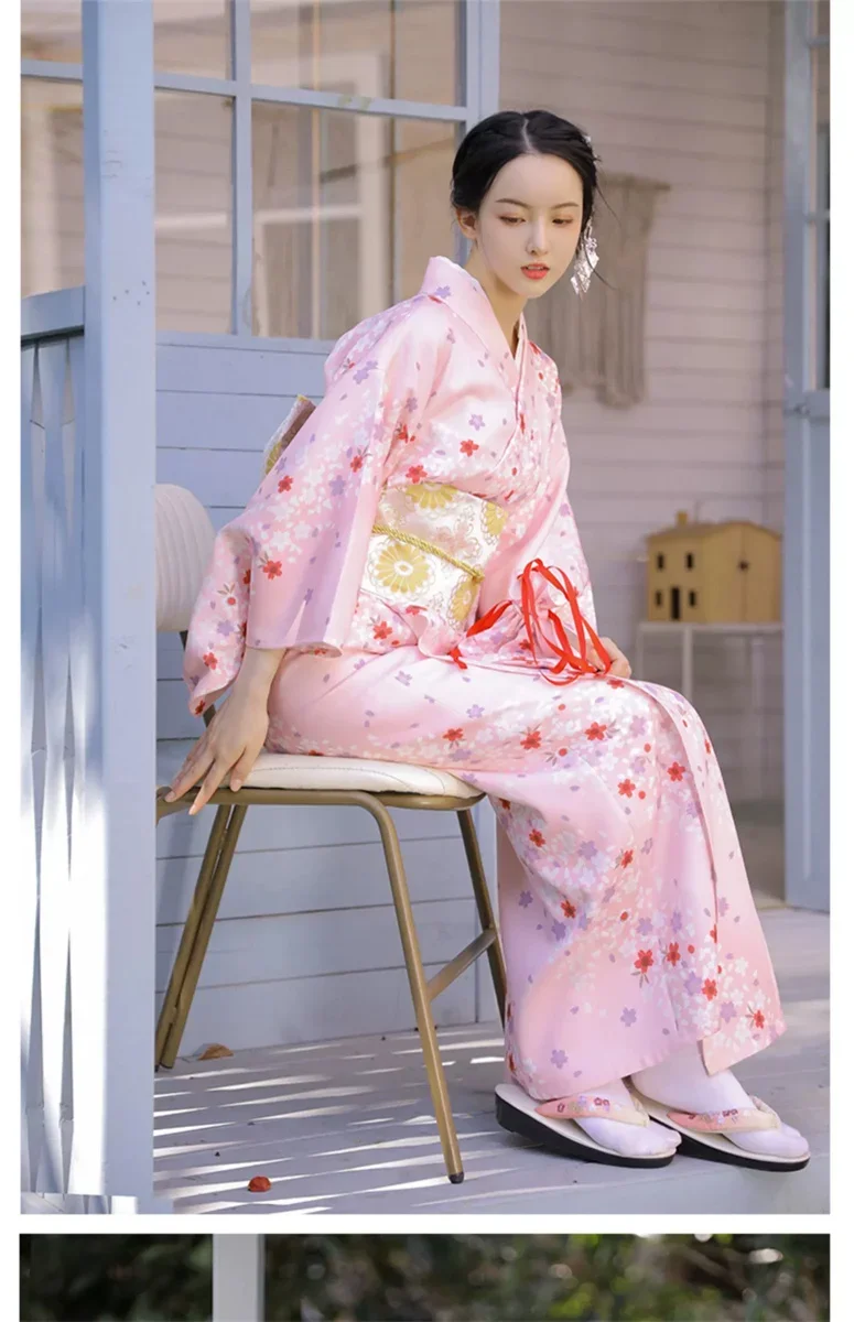 Orange Dot Japanese Kimono Female Japanese Photography Props Japanese Material Shop Work Clothes