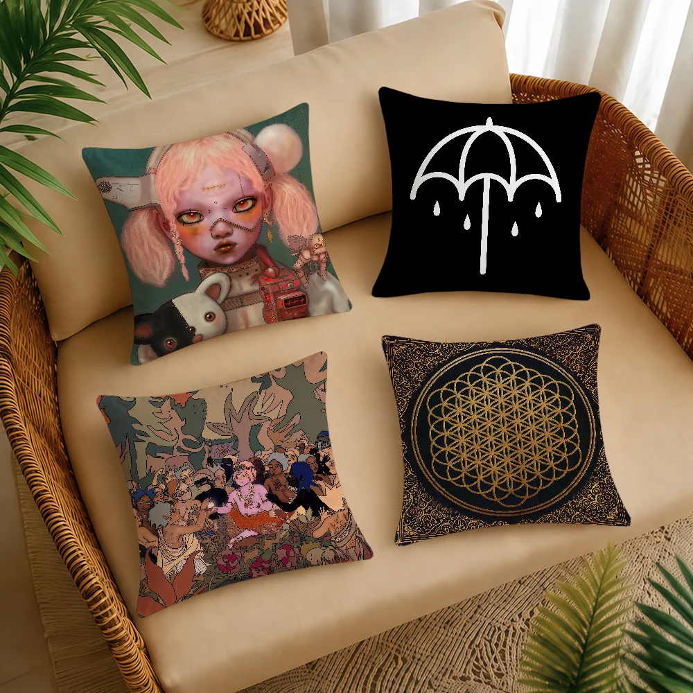 BAND B-BringS Me The H-HorizonS Cushion Cover Square Decorative Throw Pillow Case Sofa Bed Living Room Anniversary Gifts