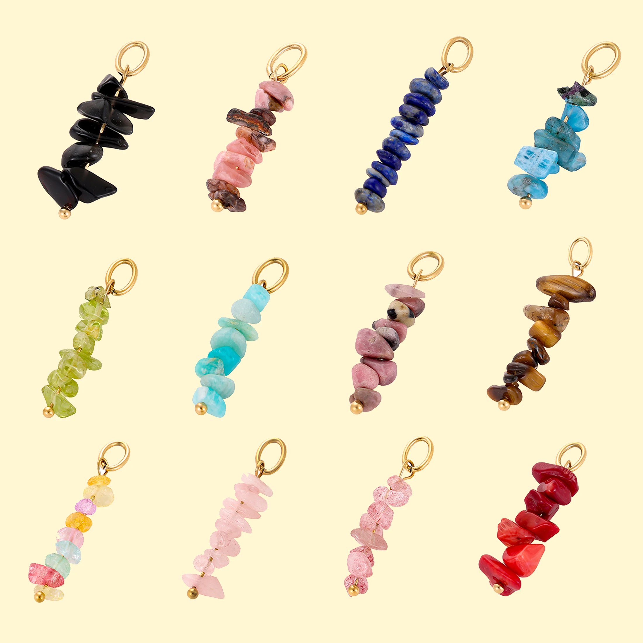 CARLIDANA Stylish Colorful Irregular Natural Stone Smooth Pendant Gold Plated Crystal Charm Pendant for DIY Necklace Jewelry