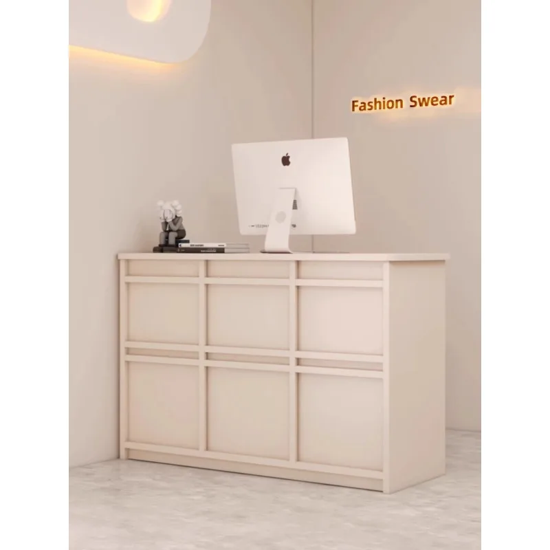 Clothing store checkout page store beauty salon small bar light luxury cream style front desk simple modern reception counter