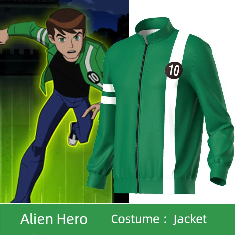 

Xeno-Ten Anime Alien Hero Tian Xiaoban 3D Digital Print Suit Regular Student Green Jacket Costume Halloween Coat Cosplay