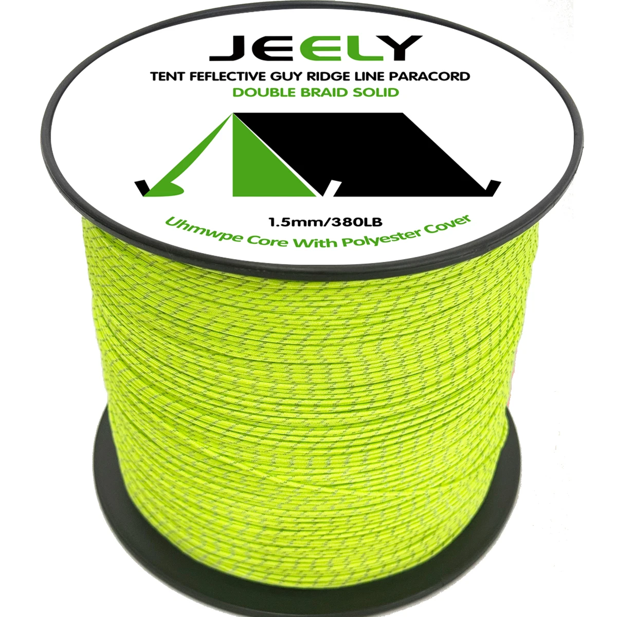 100 Fuß/30 m 1,5 mm UHMWPE-Kern mit Polyester-Mantelseil, reflektierende Tracers, Abspannlinie für Zelt-Hängemattenschnur