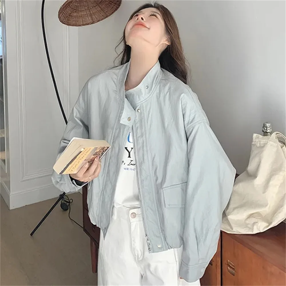 인기 있는 PU 프로틴 가죽 재킷 여성용 코트 봄과 가을 2025년 신상 트렌드 하이 스트리트 슬림 캐주얼 가죽 재킷