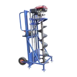 Hand-push pigging pile dredge with bracket electric chain lifting pile hole soil drilling machine