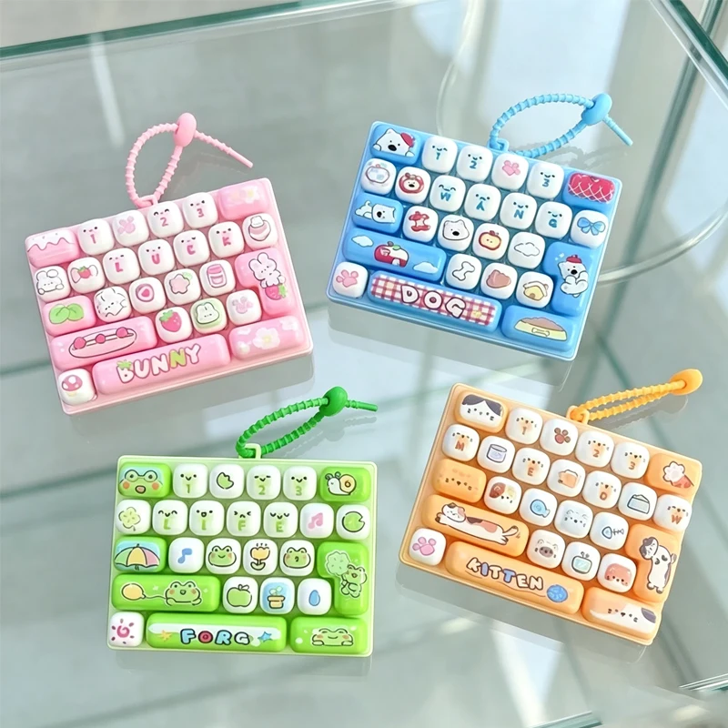 26Grid Keycap Clicker Anti Stress/; Fidget Keyboard Keychain Decompression Button Cartoon Hand Relax Party Favor Gift 26구 키캡 키링