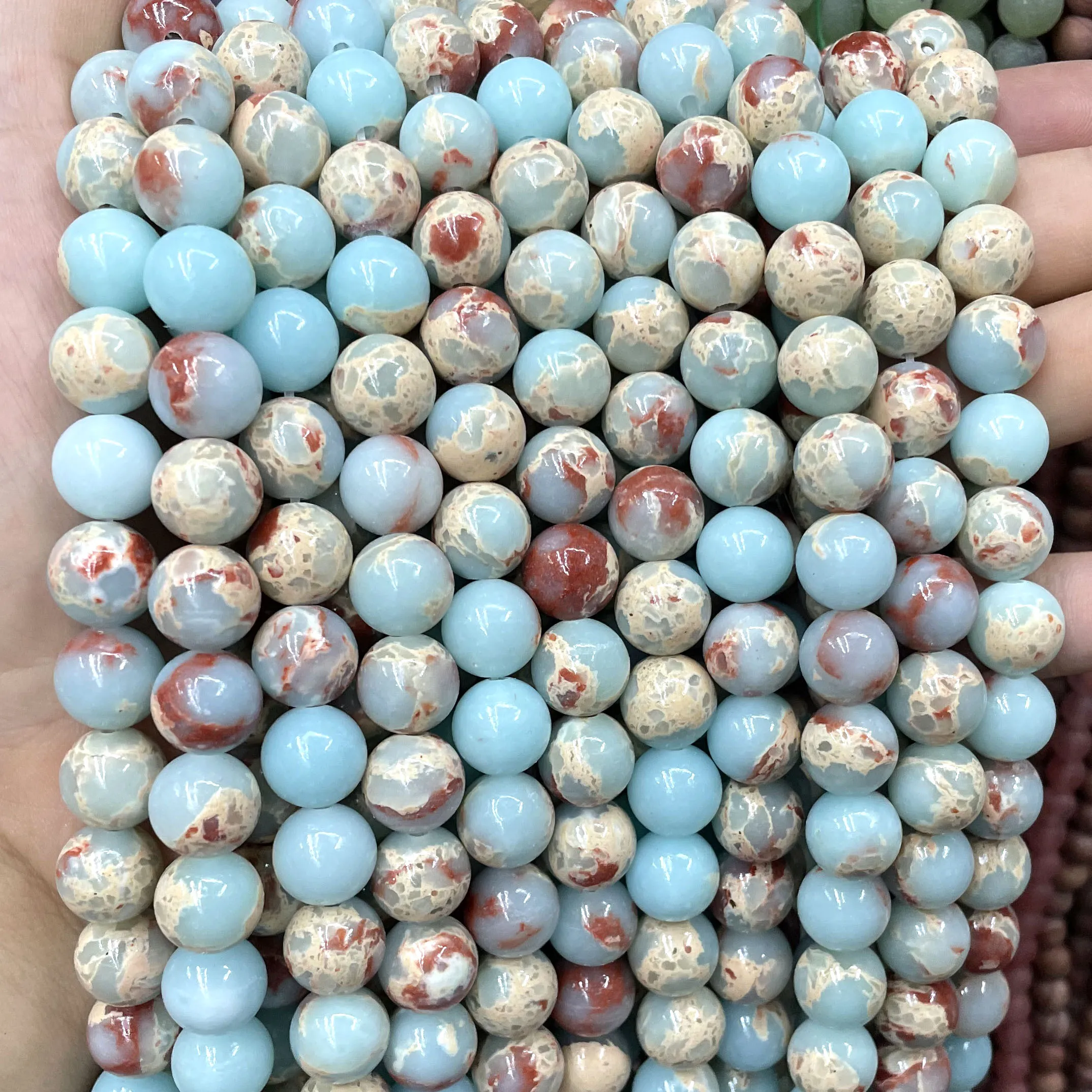 4 6 8 10 12 14MM Natural Stone Blue Snakeskin Jaspers Shoushan Sediment Gem Loose Round Beads For Jewelry Making DIY Bracelet