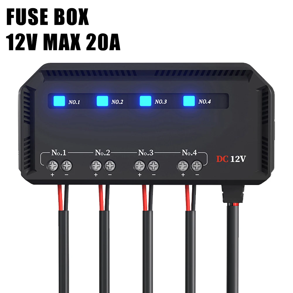 12V 20A Fuse Junction Box Electrical Circuit Protection Motorcycle Car Accessories With LED Light Indicator Fuse Blade Holder