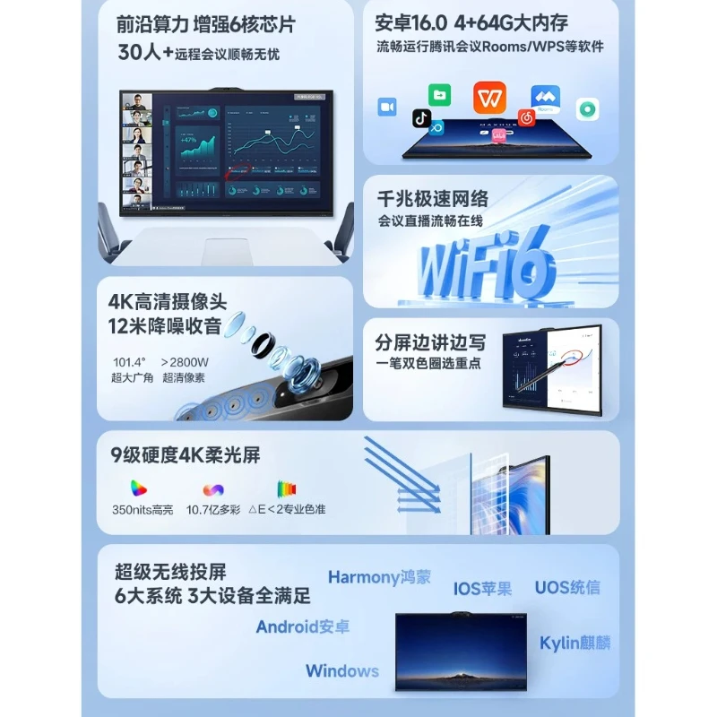 all-in-one machine, TV touch smart electronic whiteboard, wireless screen transmission