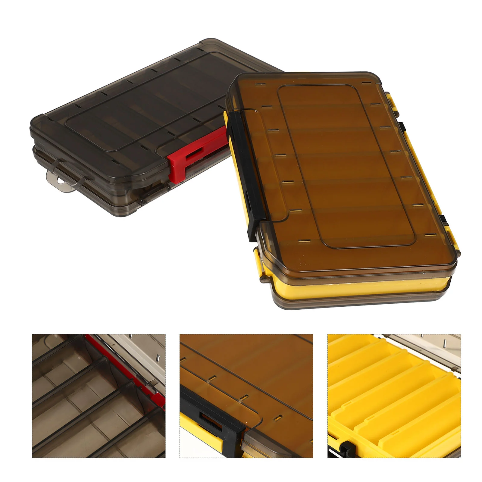 

2 Pcs Lure Box Fishing Supplies Bait Boxes Multi-grid Double-side Baits Container Lures Dog Holder Polypropylene Accessory