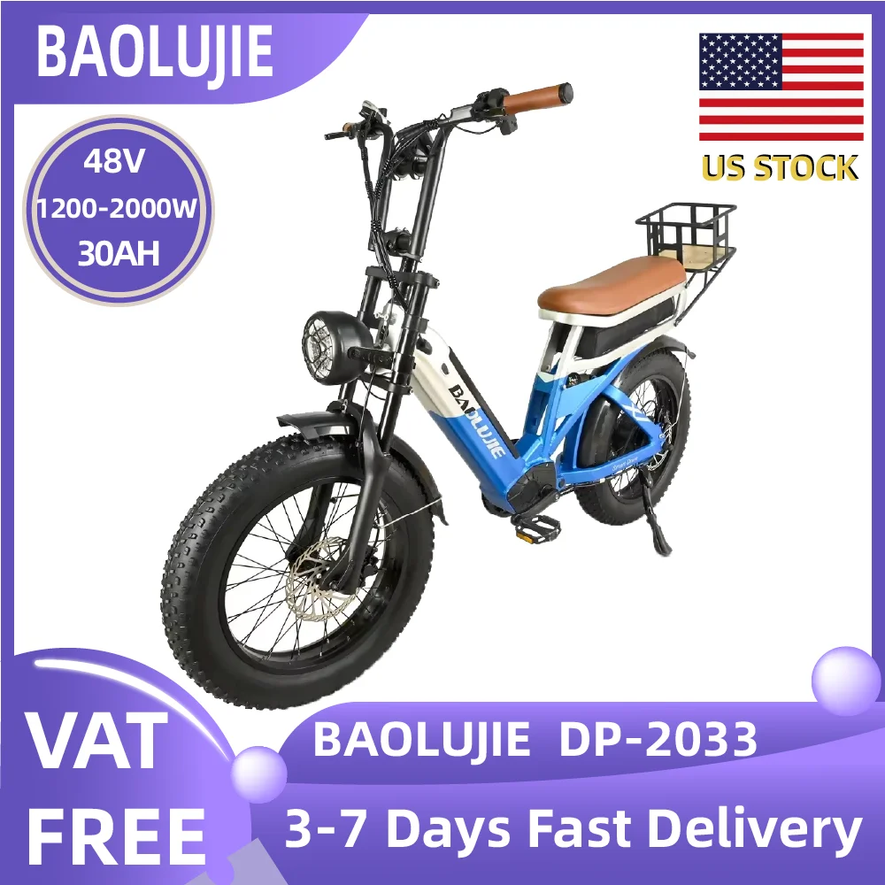 

Электровелосипед BAOLUJIE DP-2033, 20-дюймовые колеса с широкими шинами, горный электровелосипед, мотор 1200-2000 Вт, батарея 48В 30Ач, городской электровелосипед для поездок на работу.