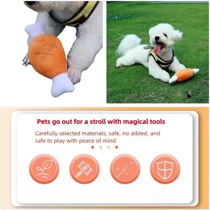 Peluche interattivo cigolante per cani, gambe di pollo, a forma di osso, per cani e gatti di taglia piccola, media e grande