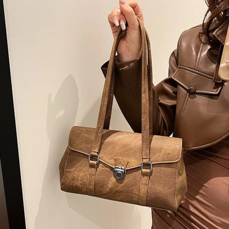 

Solid Color Silver Buckle Shoulder Bag Women Leather Stitching Large Capacity Tote Bag Ladies Luxury Designer Underarm Bags 2025