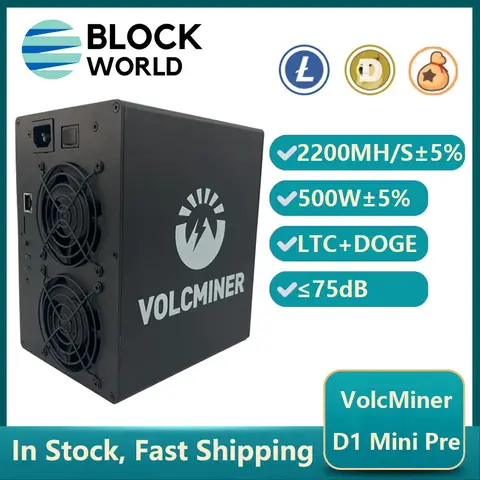 New Doge Miner VolcMiner D1 Mini Pre 2200Mh/s 500W Doge Coin Miner Algorithm Scrypt Mining Machine Dogecoin Mining LTC Miner