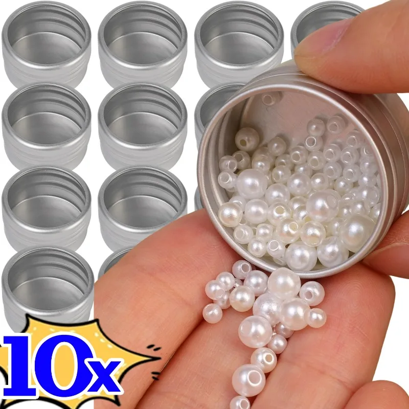 

1/10Pcs Aluminum Mini Round Bottles Transparent Lid for Cosmetic Nail Art Tools Storage Jars Screw Top Sample Containers Boxes