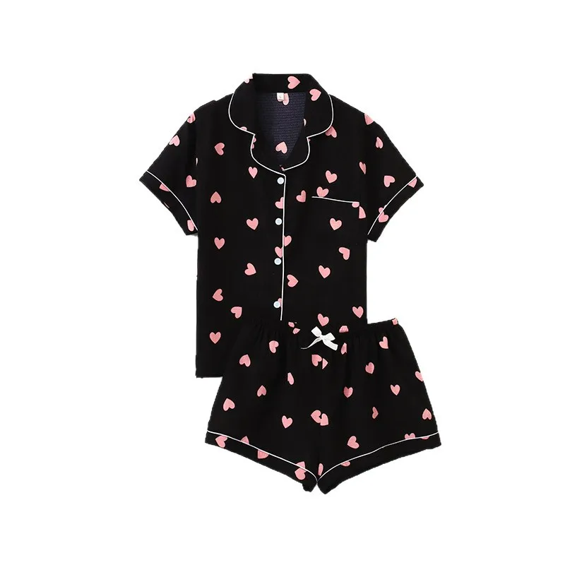 2026 New Bubble Wrinkled Cardigan Pajamas Women's Short-Sleeved Shorts Loungewear Set Pajamas for Women