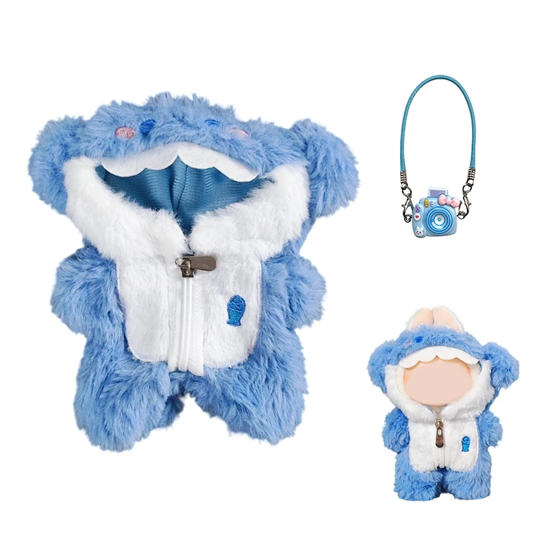 

For Ropa Labubu Doll Clothes Accessories Red Jacket Baseball Shirt For 15/17cm Labubu V2 V1 Plush Doll Clothes Toy Gift