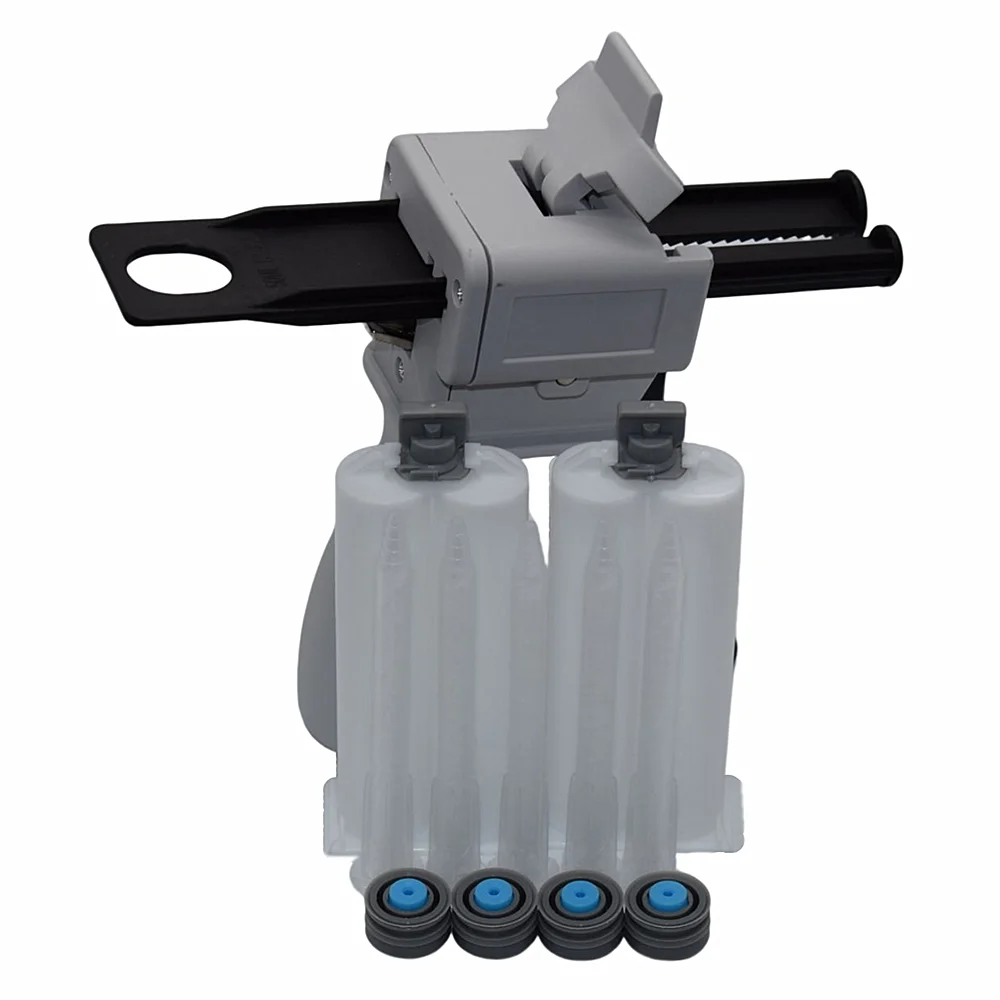 Pistola per calafataggio 50ml 1:2 AB Dispenser per pistola per colla epossidica con ugello di miscelazione statico 5pc e 2 pezzi 50ml 1:1 cartuccia vuota a doppia canna
