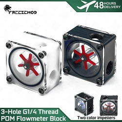 POM Flow Meter FREEZEMOD Mini Flow Monitoring Block 41mm * 41mm * 26.5mm Black/white PC Water-cooled MOD LSJ-PO1