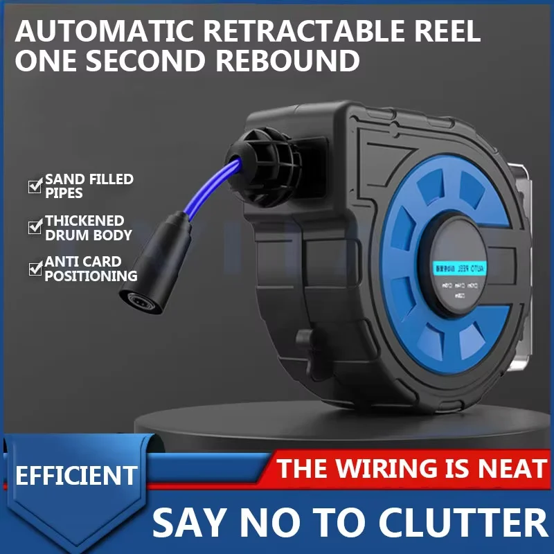 Automatic Retractable Hose Reel Air Drum Durable Air Pipe for Car Beauty Repair Pneumatic Tool Compatible with Air Compressor