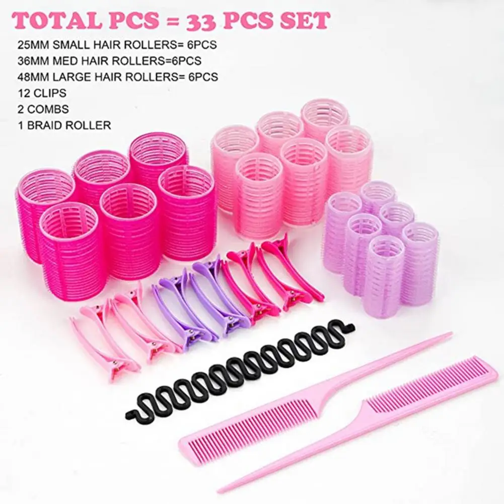 

Practical Hairdressing Curler Self-adhesive Easy to Carry Self-holding Hair Roller Set Multi Sizes Hair Curler Salon Tool