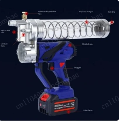 

220V Electric Pull Rod Grease Gun Rechargeable Oil Injector Grease Machine For Equipment Lubrication