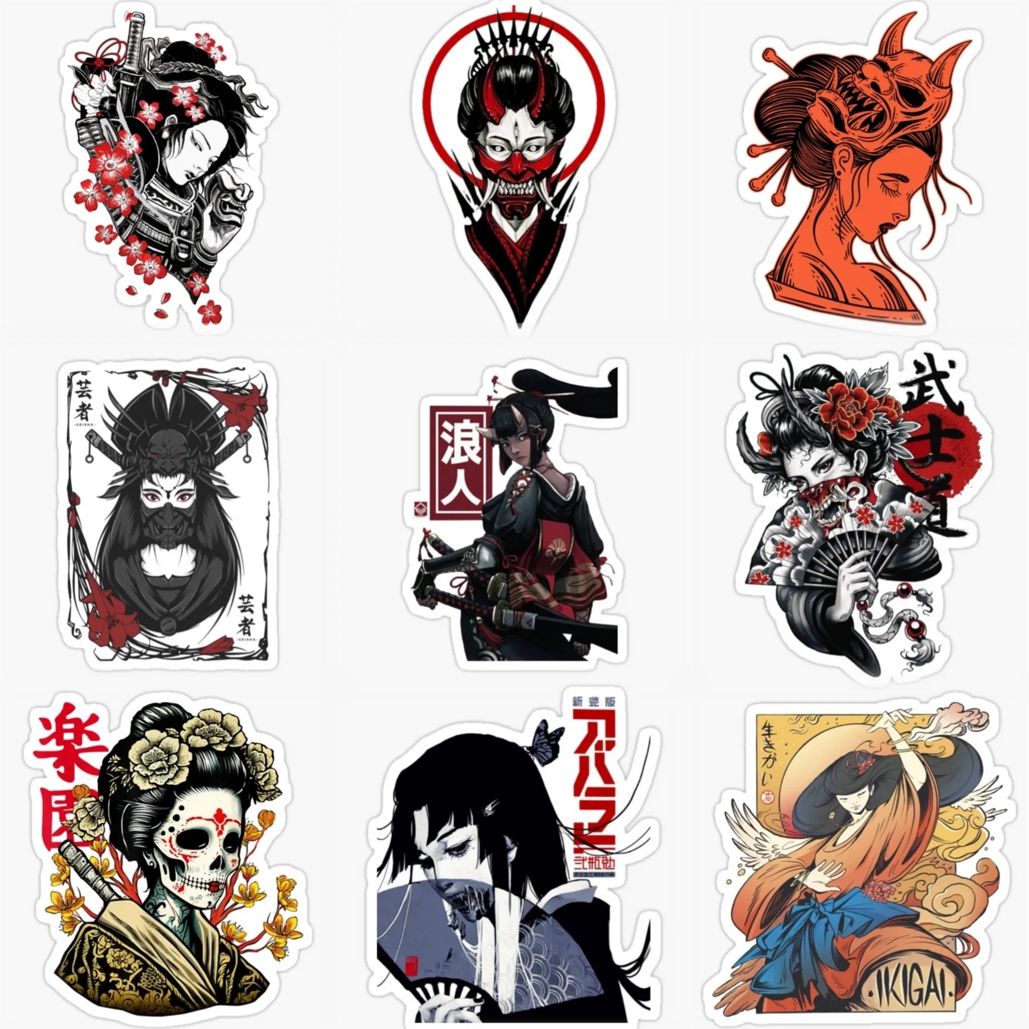 

Geisha Pinup Ghost Skull Creative PVC Waterproof Sticker for Decorate Car Truck Bicycle Van Window Wall Fridge Decal Accessorie