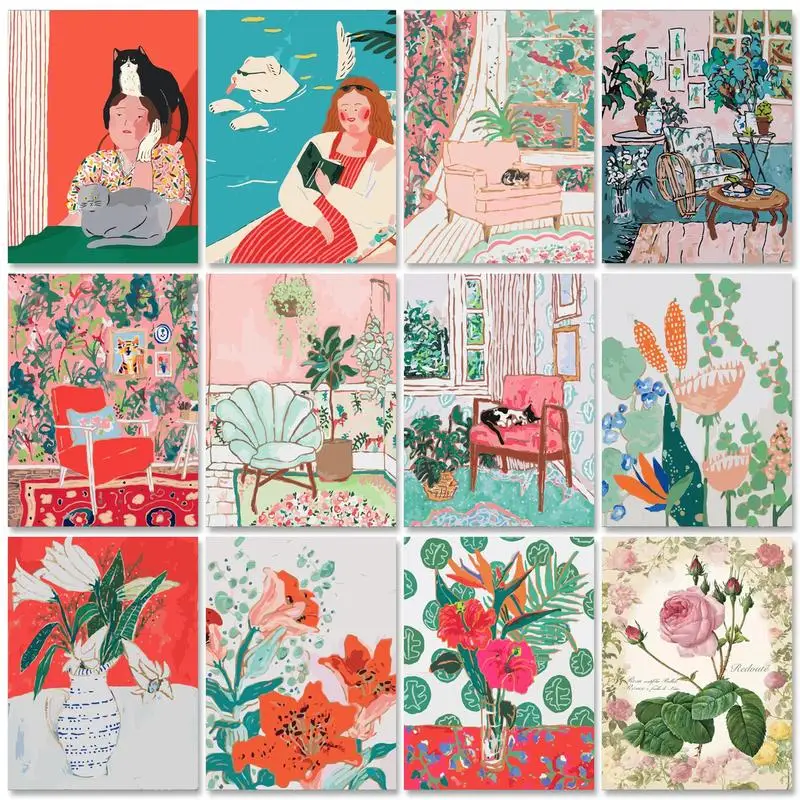 

RUOPOTY Diy Painting By Numbers For Adults Kits Living Room Illustration Drawing Picture By Numbers Acrylic Paint On Canvas Diy