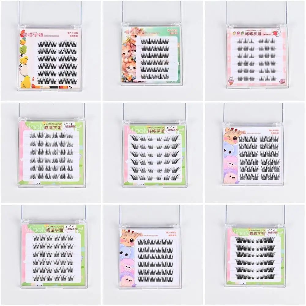 Com tiras de cola gelatinosa 3d cílios postiços sem cola anime cosplay segmentado cílios postiços maquiagem nude diy gato elfo cílios
