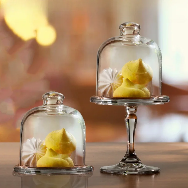 Nordic Glass Cake Plate with Cover Transparent High Foot Crystal Fruit Plate Luxury Display Stand for Cakes and Fruits