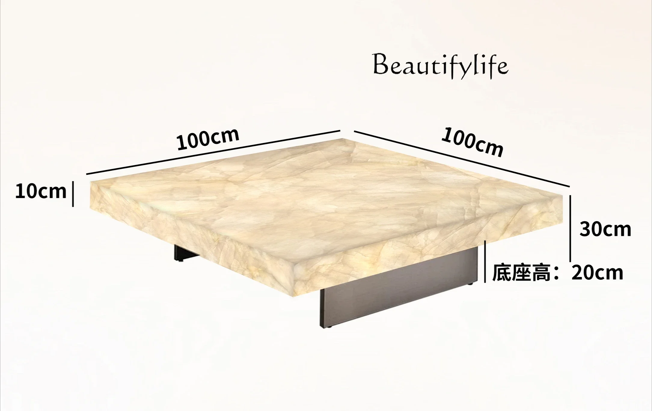 طاولة قهوة مربعة مضيئة من اليشم لغرفة المعيشة فيلا من الرخام للمنزل البني الراقية #3