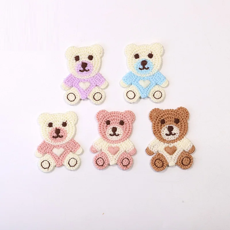 10 Uds. Nuevos parches de tela de dibujos animados DIY sombreros y accesorios de ropa venta al por mayor parches de tela de oso lindo colorido de poliéster & Emb