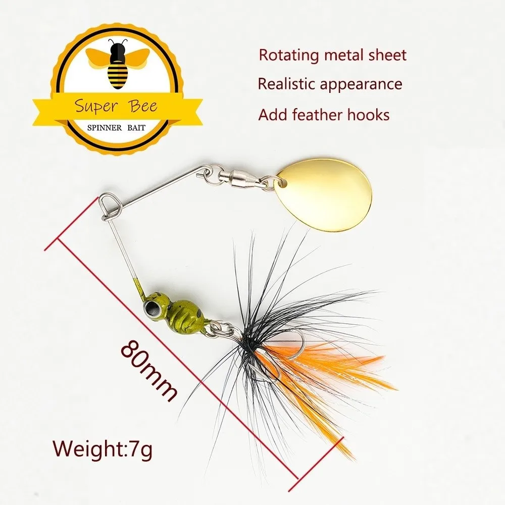 5 teile/schachtel Köder Set 80mm 7g Spinner Köder Metall Feder Hochtöner Design Angeln Köder Micro-wurzel Simulieren kurve Köder Bass Angeln