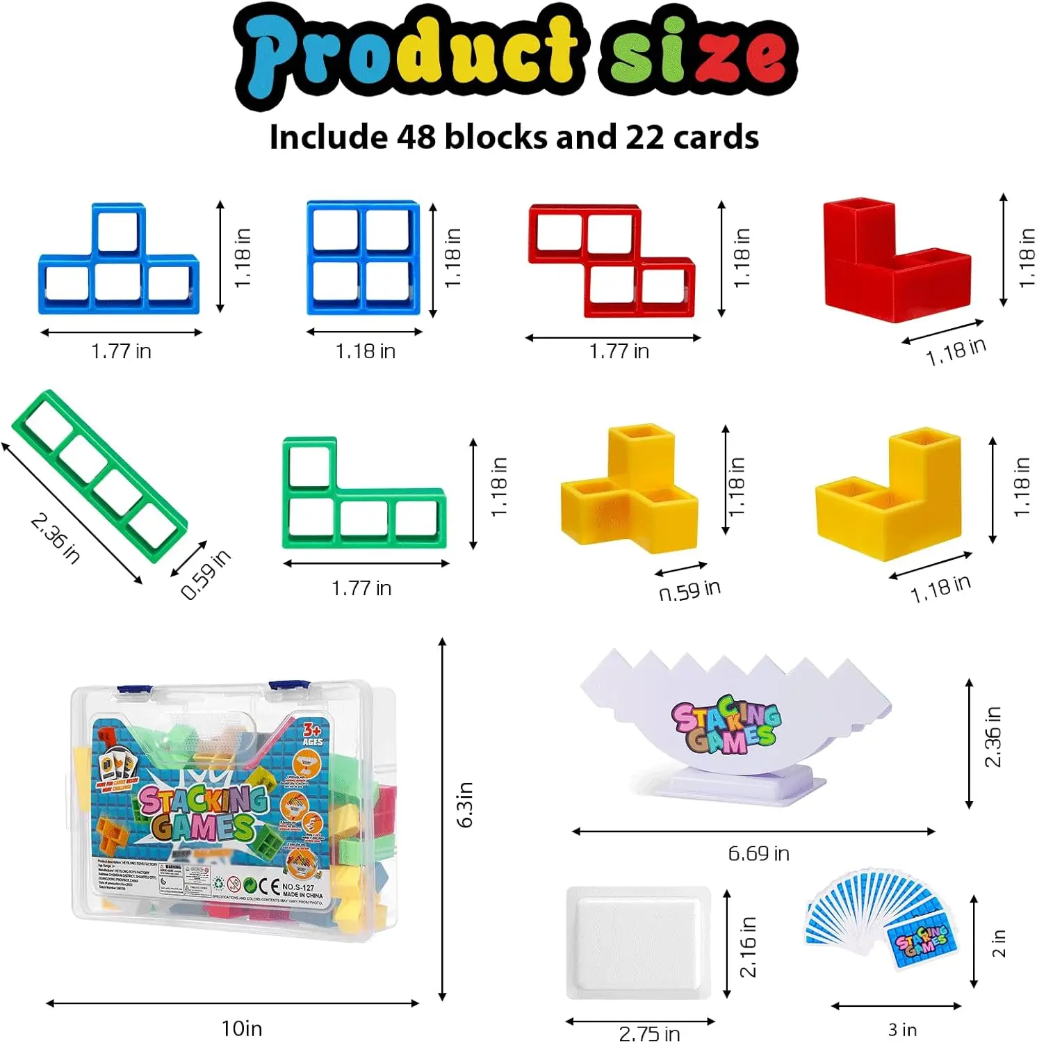48個のテトラタワースタッキングブロックゲーム、家族、パーティー、旅行、チームビルディング用ボードゲーム、1～4人用Kiに最適