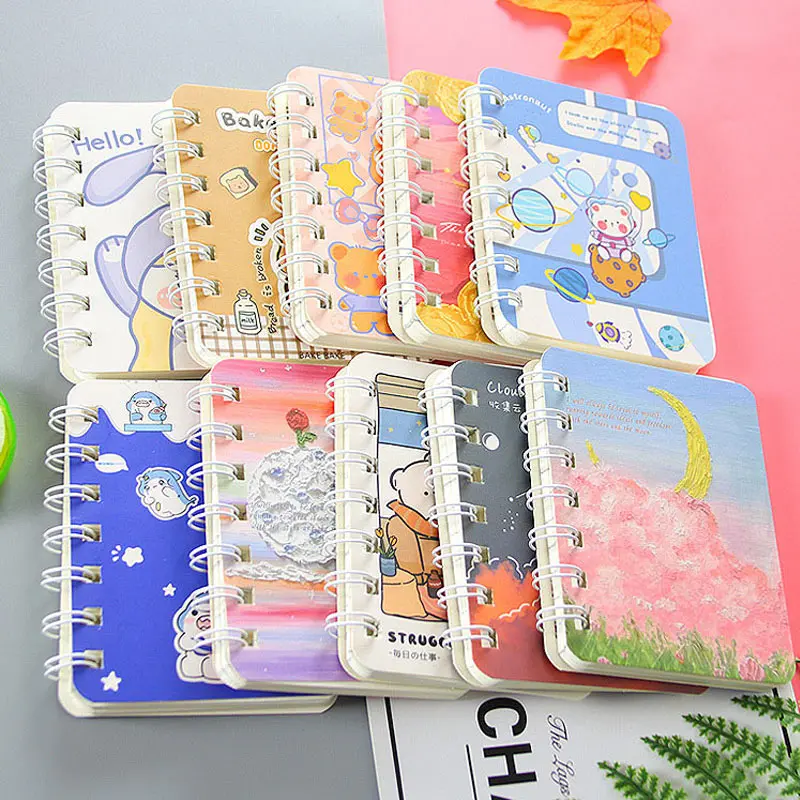 Kawaii A7 Notebooks 80 Sheets Journals Oil Painting Landscape Coil Book Kpop Notepad Portable Stationery Agenda School Supplies