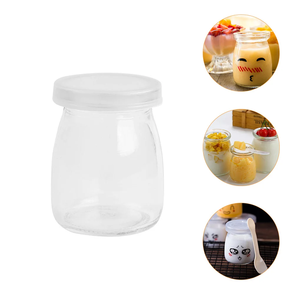 

10Pcs Glass Bottle Simple Design Thick Wall Reusable for Yogurt Pudding Dessert Ice Cream Cup Storage Jelly Jar Milk Container