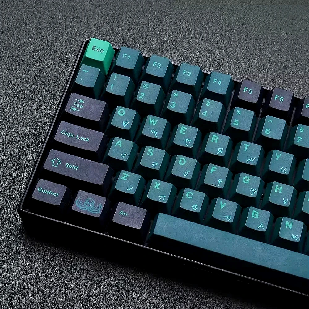 Mechanical Keyboard Caps GMK Terror Below Abyss Keycaps Green Original Height Large Full Set PBT Thermal Sublimation Mechanical