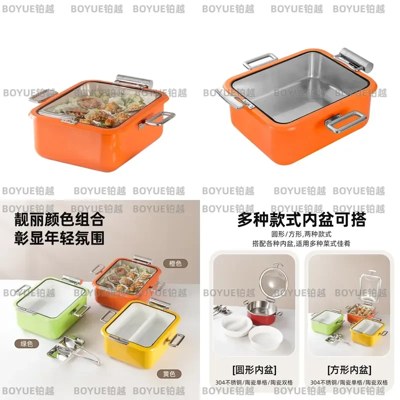 Commercial Buffet Warmer 304 Stainless Steel Food Display Heater Hydraulic Lid Restaurant Hotel Vegetable Keeping Pot