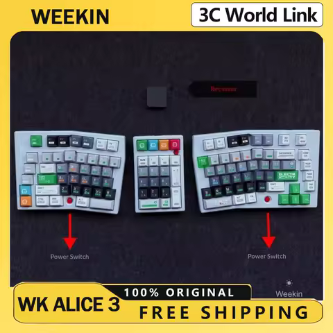 Weekin WK Alice 3 Split Keyboard Wireless 2.4g Single Mode 1500mah 111keys Mechanical Keyboard Support Vial Keyboard Kit PC Gift