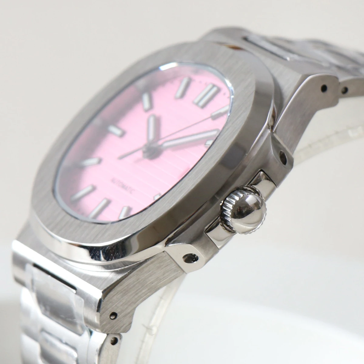 MINUTECOND-reloj con esfera degradada Rosa NH35 para hombre, cronógrafo con cristal de zafiro NH35, movimiento automático, correa de acero inoxidable, de lujo