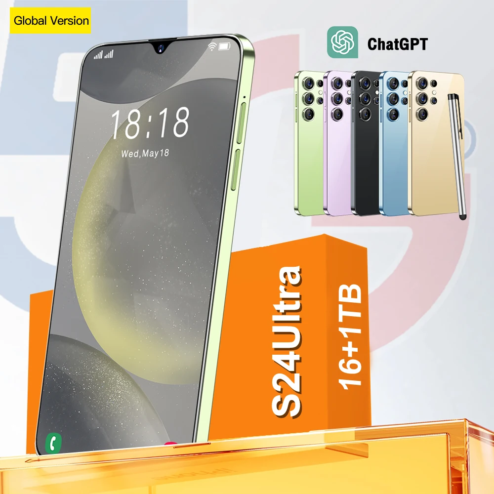 

2025 New Original Smartphone 5g S24Ultra Android 13 Phone 7.3" Large HD Screen Snapdragon 8 gen2 Dual Sim 108MP Camera celulares
