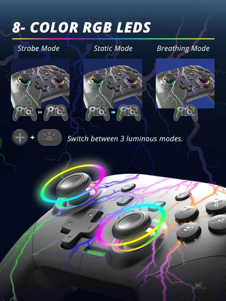 Wireless Controller For Nintendo Switch OLED Console Pro Gamepad with Rechargeable Battery Programmable Turbo Function RGB Light image 3