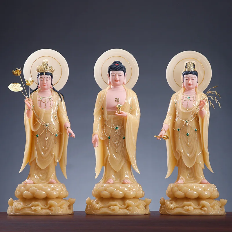 

ZML Western Three Saints Bodhisattva Home Furnishing Guanyin Buddha Statue Amitabha Buddha
