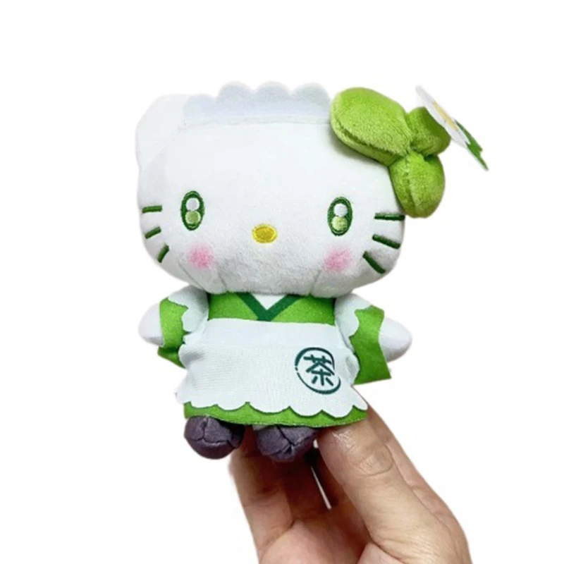 12 cm Sanrio Plushier chat mignon frais Matcha femme de chambre série KT mélodie peluche poupées portefeuille poupée sac pendentif