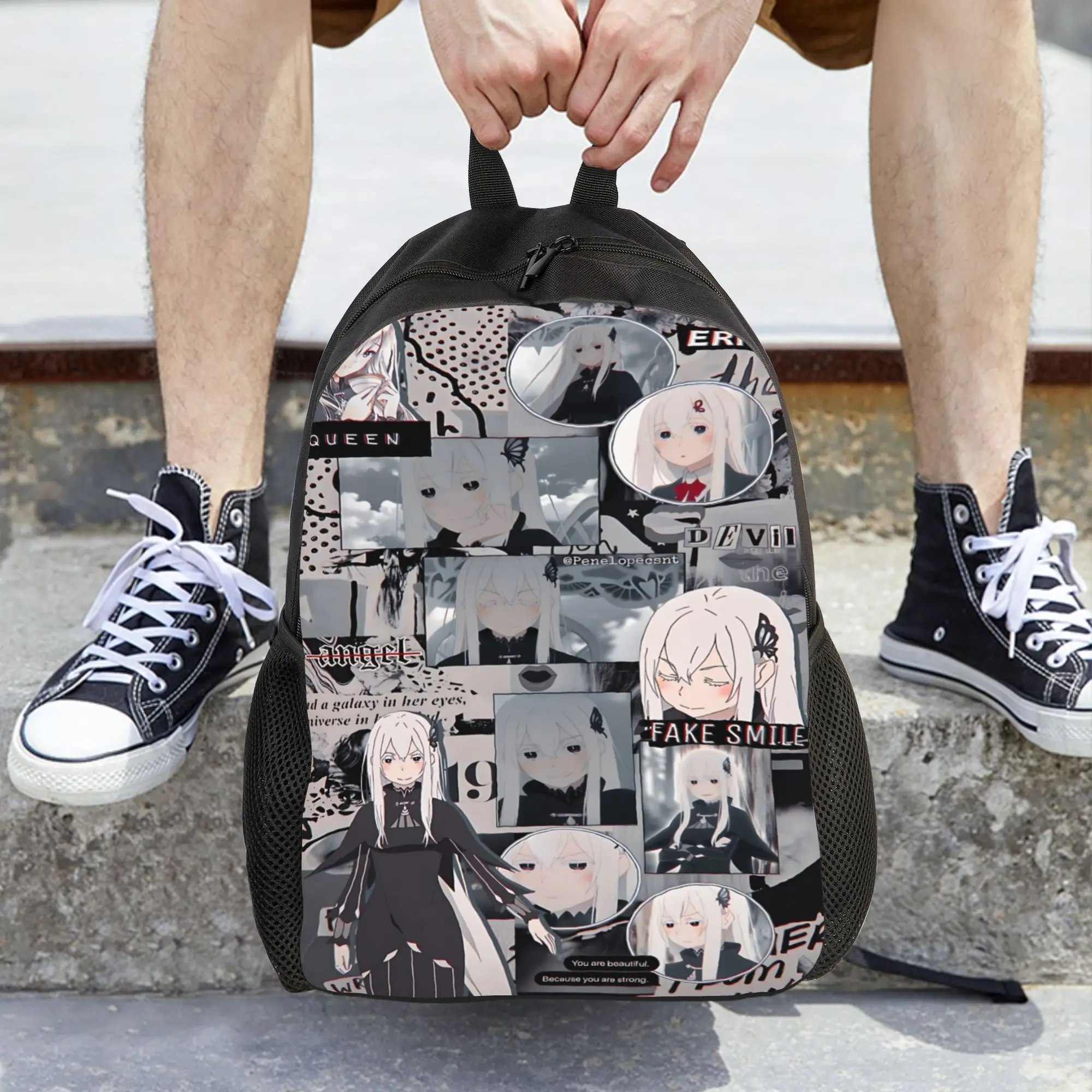 Fashion Re ZERO Anime Echidna Backpacks Its Bag  mochila High School Retro Washable Rucksack