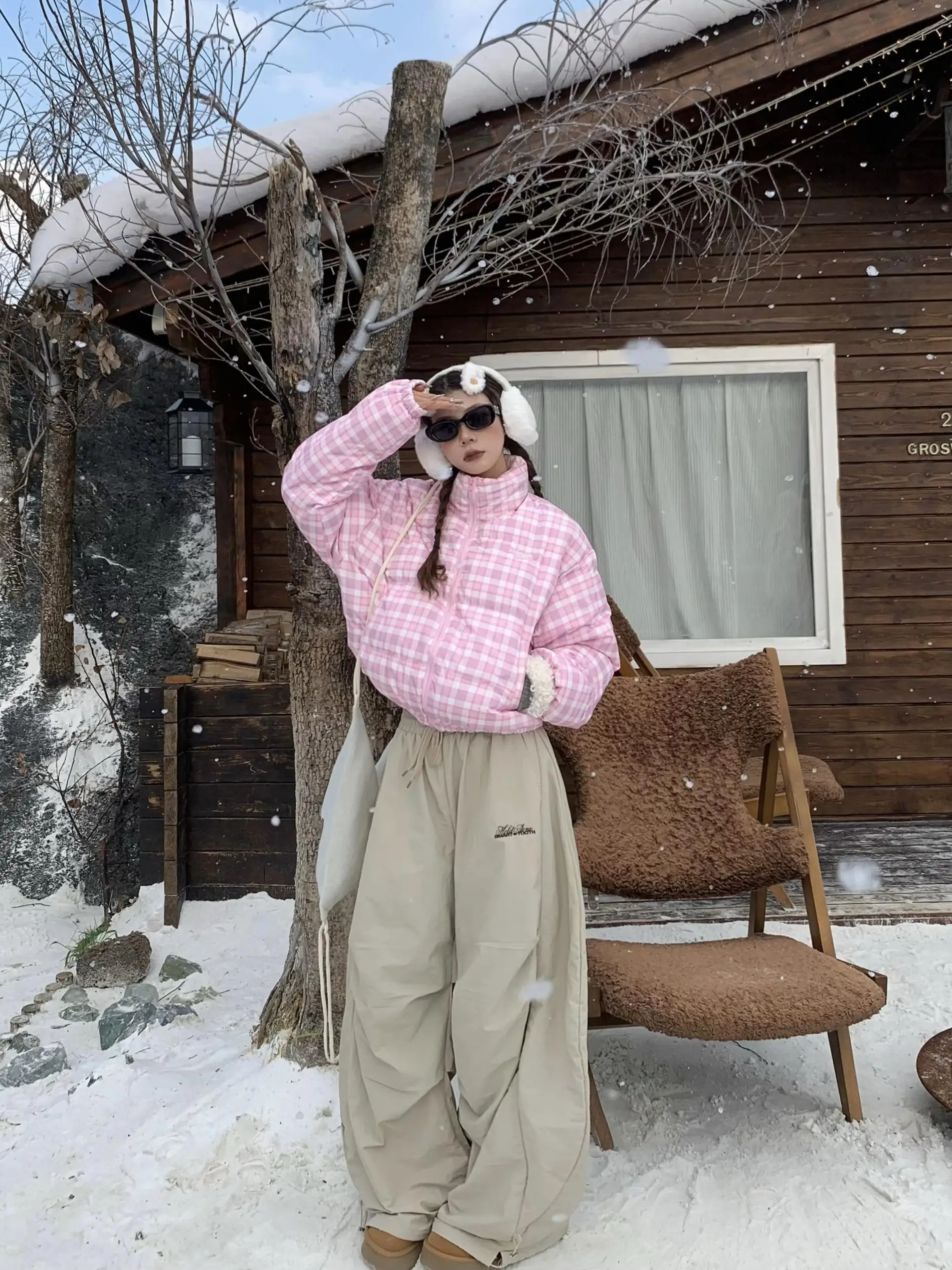 

Теплая женская зимняя верхняя одежда Thiened ort Bread Sle Jaet: модное пальто из хлопка с воротником-стойкой, трендовый длинный рукав