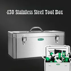 430 Stainless Steel Tool Box Storage Large Waterproof Professional Tool Box Organizer Multifunctional Electrician Portable Tools