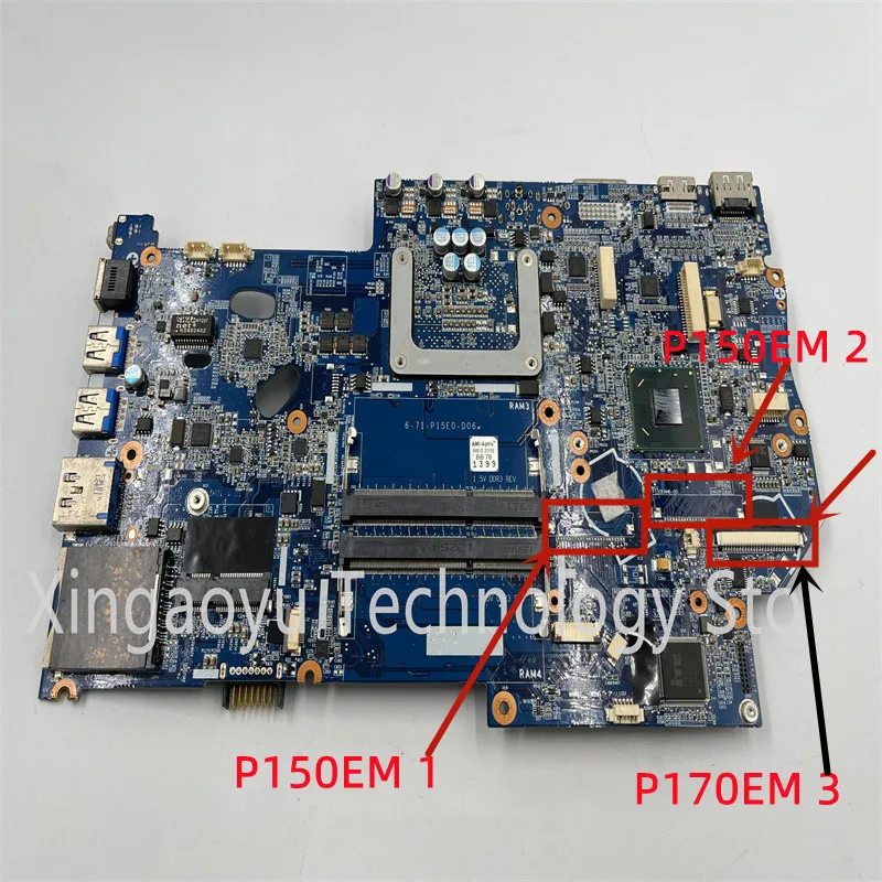 Original 6-71-P15E0-D06/6-71-P15E0-D05A Para CLEVO P150EM P170EM Laptop Motherboard 100% TESED OK Frete Grátis