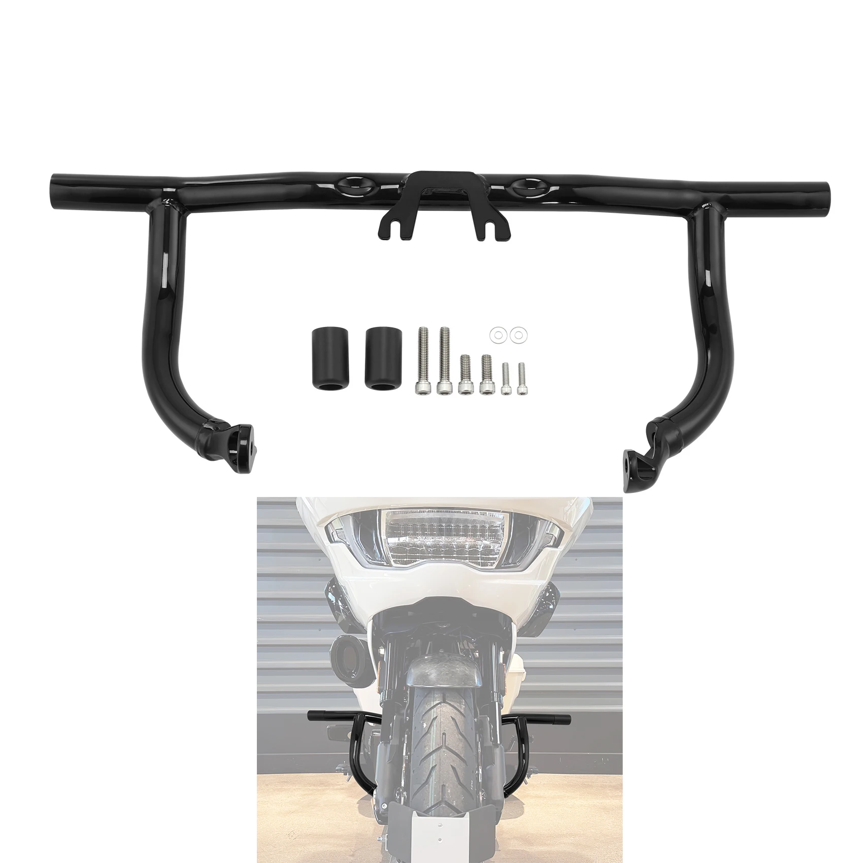 

Front Highway Engine Guard Crash Bar Fit For Harley Road Street Glide 2014-2025 Motorcycle Bumper