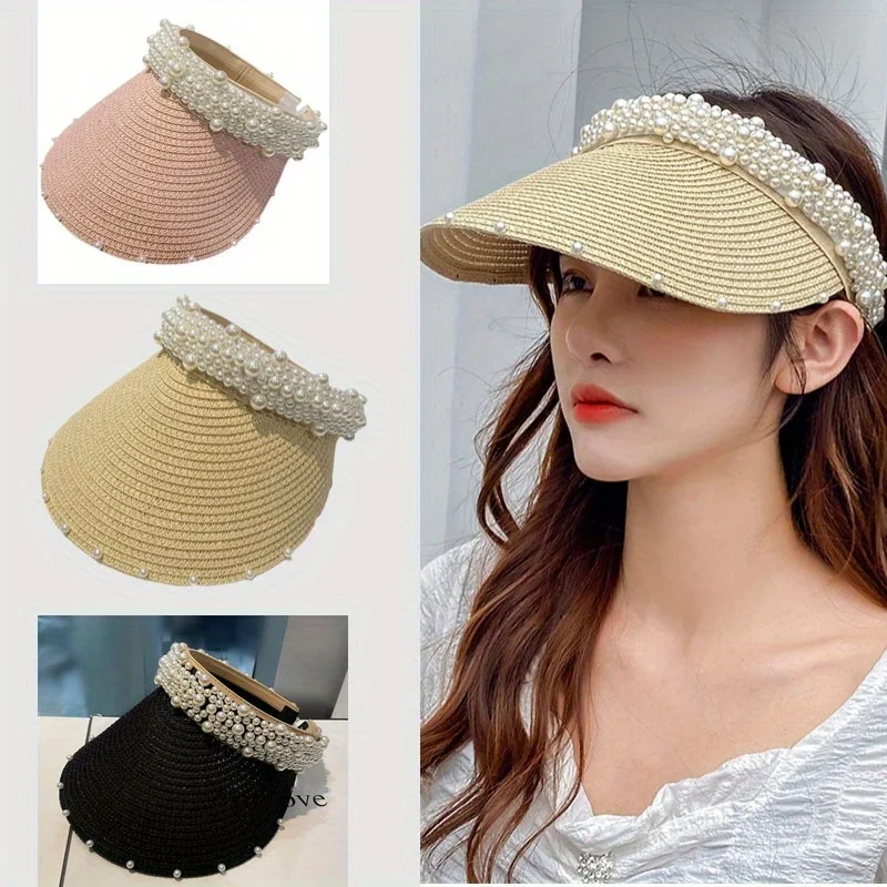 

Hairband Empty Top Straw Hat Sun Hat Vacation and Leisure Style Fashionable Ladies Without Top Duck Tongue Sun Protection Hat